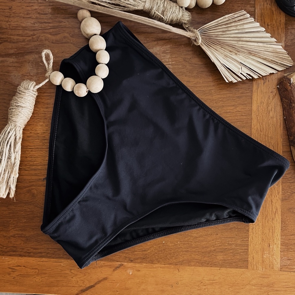 BLACK HIGH WAISTED BASIC BIKINI BOTTOMS #0340